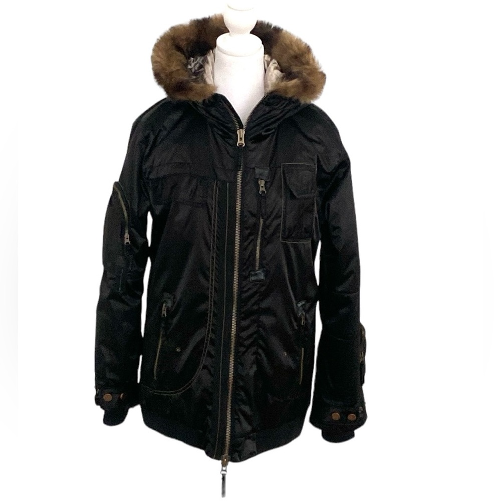 Obermeyer Dakota Parka Black Fur Hood Snow Ski Snowboard Jacket